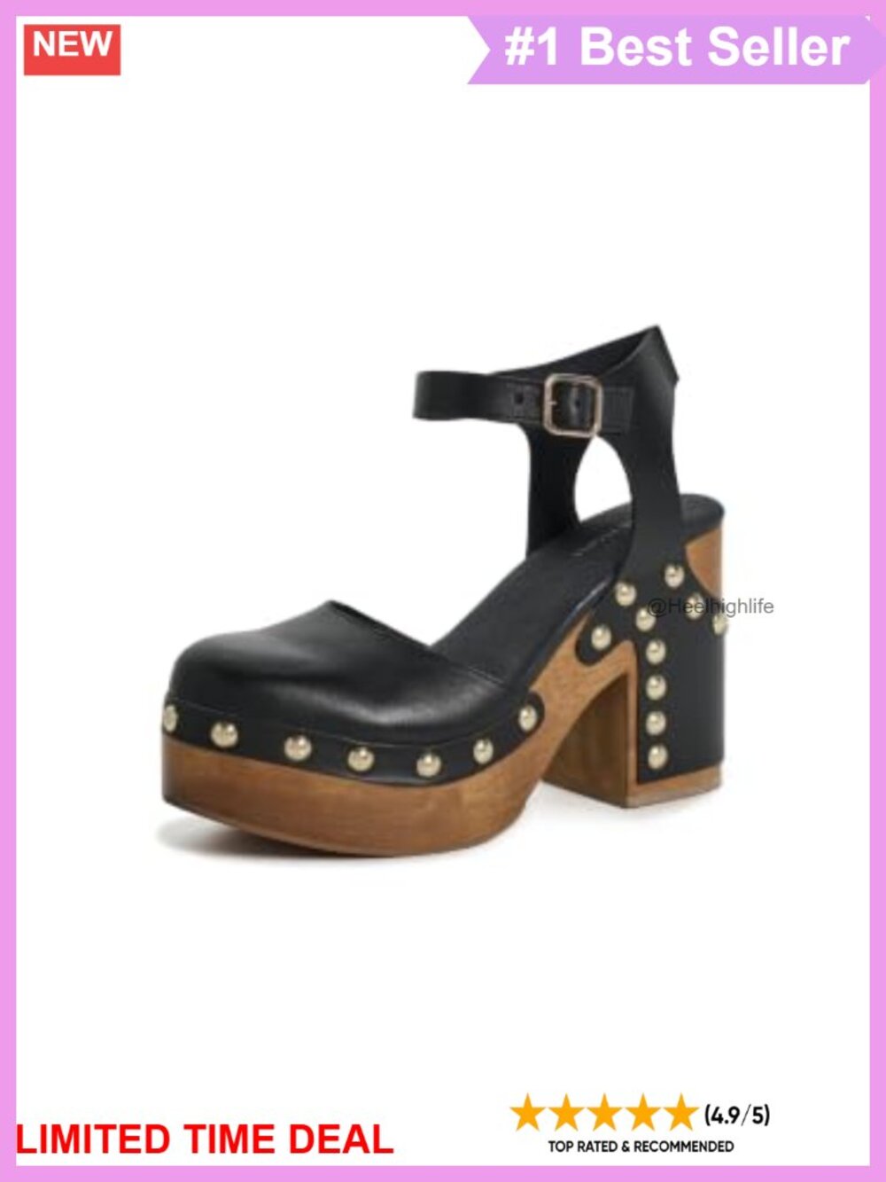 Free People Cecelia Studded Clogs Leather Platform Ankle Strap